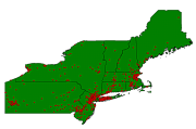 BROWSE THUMBNAIL IMAGE: Image showing the extent of the GIS layer cities that fall within the USA basemap data layer distributed with the Long Island Sound project