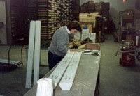 Nancy Friedrich Neff  (URI) packaging and labeling the "working" and "archive" halves of each core in preparation for photographing and storage at the WHOI core lab.