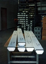 The Rhode Island cores on a cart being transferred to the University of Rhode Island core facility at the Narragansett Bay Campus