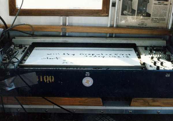 An EPC flatbed dry-paper graphic recorder setup aboard the RV ASTERIAS.