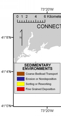 Map showing the distribution of sea-floor sedimentary environments off Bridgeport, Connecticut.