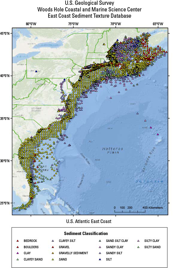 Map of east coast of the US. 