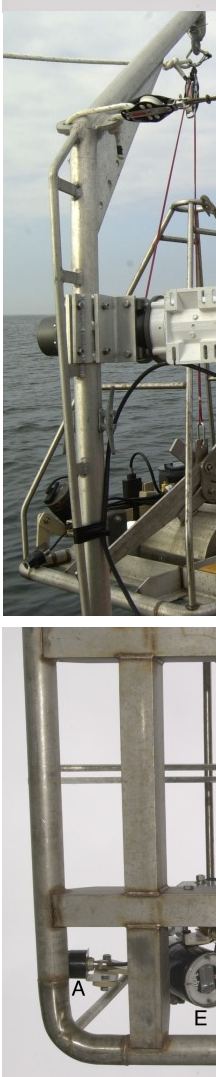 Figure 3.6. Photograph of Mini SEABOSS and winch on the deck of the RV Rafael.