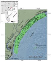 Figure 1. Map showing the location of the survey area offshore of the northern South Carolina coast.