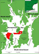 Figure 1. Map of Narragansett Bay with study areas. 