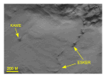 Figure 18.  Detailed planar view of the multibeam DTM showing sinuous hummocky ridge interpreted to be an esker, and conical mound interpreted to be a kame. 