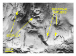 Figure 19. Detailed planar view of the multibeam DTM showing sinuous hummocky ridge interpreted to be an esker, and conical mound interpreted to be a kame.