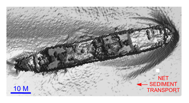Figure 20. Detailed planar views of the multibeam DTM showing the wreck of the Volund, a steamer that sank in 1908 (Kimball, 2003), located immediately southeast of Valiant Rock.