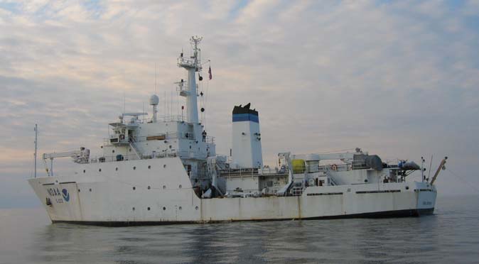 Figure 3. Port-side view of the NOAA Ship Thomas Jefferson at sea.  