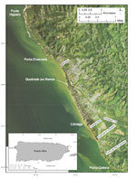 Figure 1. Map of the study area in Rincón, Puerto Rico. Image is a 2004 orthophotograph. 