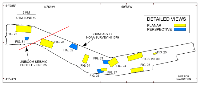Figure 22. Map showing the boundary of the acoustic data from NOAA survey H11079 of Great Round Shoal Channel. 