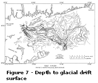 Figure 7 - Depth to glacial drift surface. Larger image will open in new browser window.