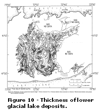 Figure 10: Thickness of lower glacial lake deposits.  Larger image will open in new browser window.