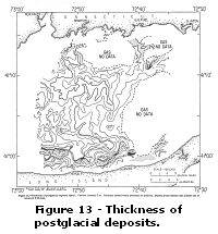 Figure 13: Thickness of postglacial deposits.  Larger image will open in new browser window.