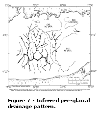 Figure 2: Inferred pre-glacial drainage pattern.  Larger image will open in new browser window.