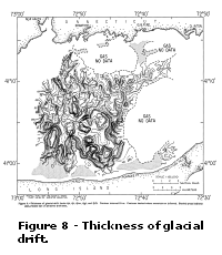 Figure 8: Thickness of glacial drift.  Larger image will open in new browser window.