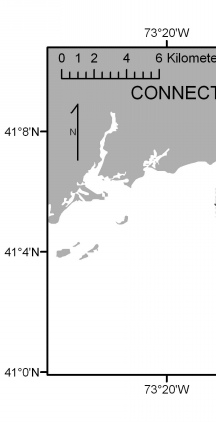 Sidescan-sonar mosaic of the sea floor off Bridgeport, Connecticut (NOAA survey H11045).