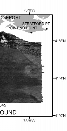 Sidescan-sonar mosaic of the sea floor off Bridgeport, Connecticut (NOAA survey H11045).
