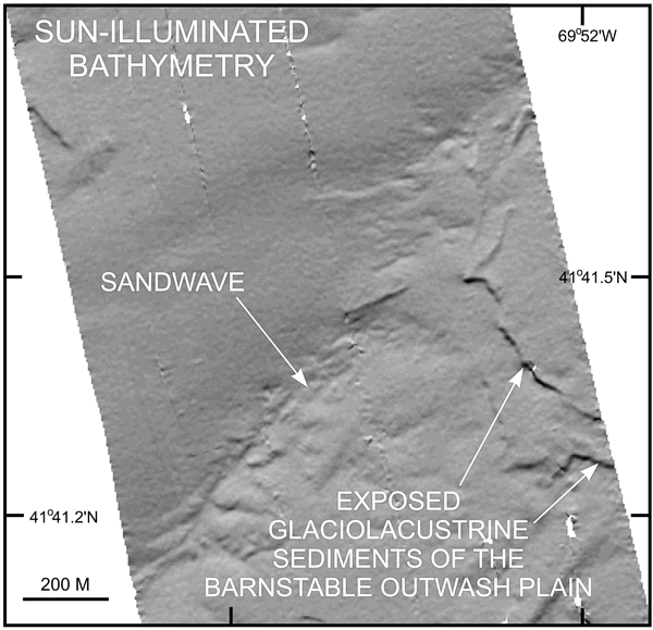 Figure 33: Section of sun-illuminated multibeam bathymetry.