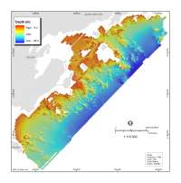 Figure 3.2. Shaded-relief bathymetry map of the survey area offshore of northeastern Massachusetts between Nahant and Gloucester.