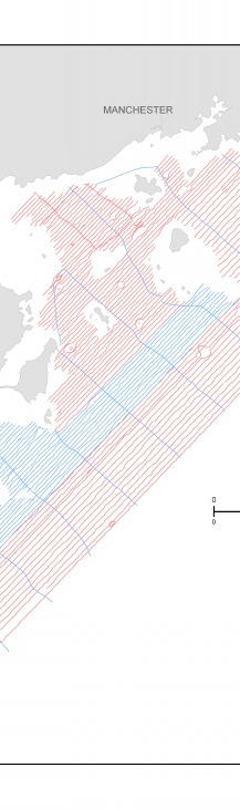 Figure 3.4. Map showing tracklines of seismic-reflection profiles in the survey area.