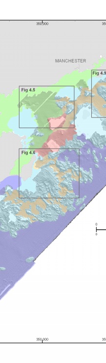 Fig. 4.4. Map depicting the physiographic zones of the inner continental shelf. 