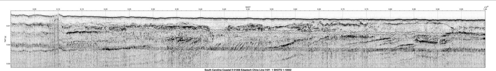 Image of seismic-reflection profile as stored within ArcMap Document.