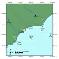Figure 49. Location Map for supporting observation stations in Long Bay, South Carolina (SC).