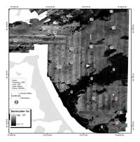 Fig. 4.17b. Backscatter intensity from sidescan-sonar of area east of Nantasket Beach. 
