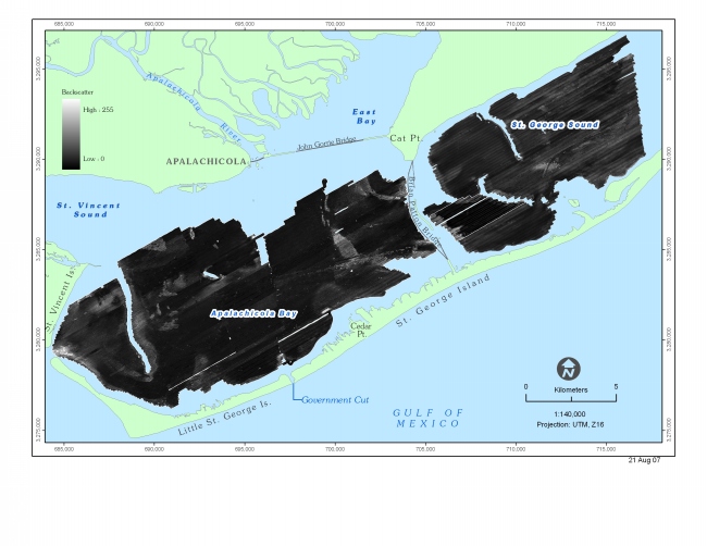 Figure 5. Sidescan-sonar image of the Apalachicola Bay estuary. 