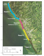 Figure 2. Map showing shoreline reaches identified by Thieler and Carlo (1995). 