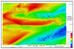 Figure 13. Digital terrain model of the sea floor from NOAA survey H11361 around Six Mile Reef.