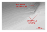 Figure 23. Detailed planar view of multibeam bathymetry from survey H11252 showing the bouldery sea floor along northern edge of this survey area, probably an exposed segment of the offshore extension of the Hammonasset-Ledyard moraine.