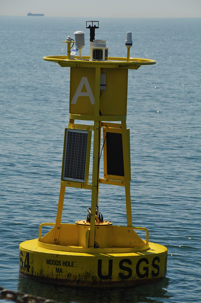 Figure 30. Buoy-mounted weather sensors as deployed south of Fire Island, New York, in 2014. 
