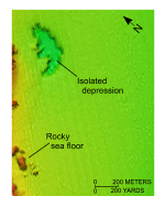 Figure 10. Detailed view of the interpolated bathymetry from the northern part of survey H11044. 