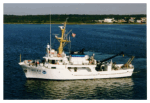 Figure 3. Image shows a port-side view of the National Oceanic and Atmospheric Administration (NOAA) Ship Rude, which carried out survey H11044 in north-central Long Island Sound. Image from NOAA. 