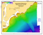 Figure 7. Image shows the interpolated and regridded multibeam bathymetry from the northern part of NOAA survey H11044 in north-central Long Island Sound off Milford, Connecticut. 