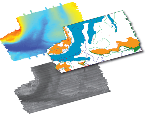 Images of sidescan sonar, bathymetry, and interpretations from NOAA Survey H11322